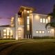A large residential property with lighting systems