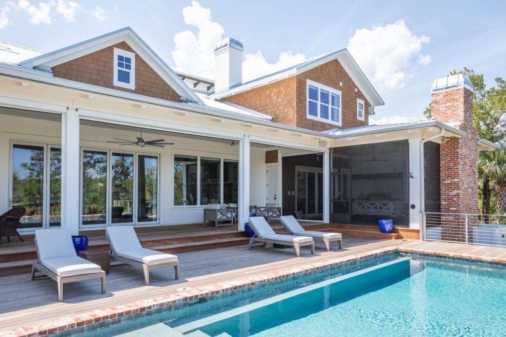 Poolside area of a large property