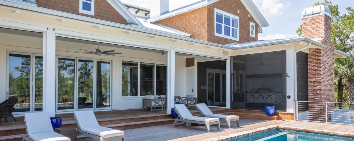 Poolside area of a large property